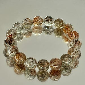 RARE!!! Natural premium Gold Black Rutile Super Seven Bracelet 10-11mm handmade, Manifestation Protection Gratitude Spiritual Healing