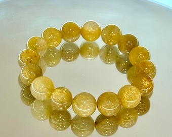 RARE** Premium Natural Untreated Golden Rutilated Gold Quartz Bracelet Handmade 11.3mm #GR720 Full  rutile Bracelets, Premium Gold Rutile
