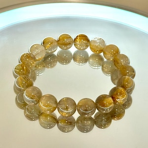 RARE** Premium Natural Untreated Golden Rutilated Gold Titanium Quartz Bracelet Handmade 11.8mm #GRT860 Full titanium rutile Beads Bracelets