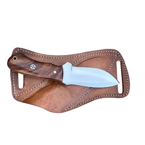 Handmade 1095 Carbon Steel Hunting Knife, Natural Rosewood Handle Personalized Skinning Knife with Leather Sheath. Gift Knife, Hunter Knife