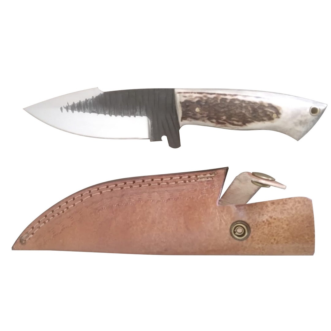 Handmade J2 Steel Hunting/skinning Knife, Deer Antler Handle