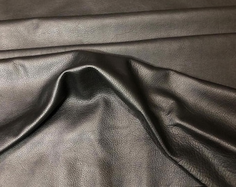 Premium Black Cowhide Leather Hide, 7-22 SQFT, High-Quality Craft Leather (3-3.5oz) Natural Grain, Soft & Thick (1.2-1.3mm)