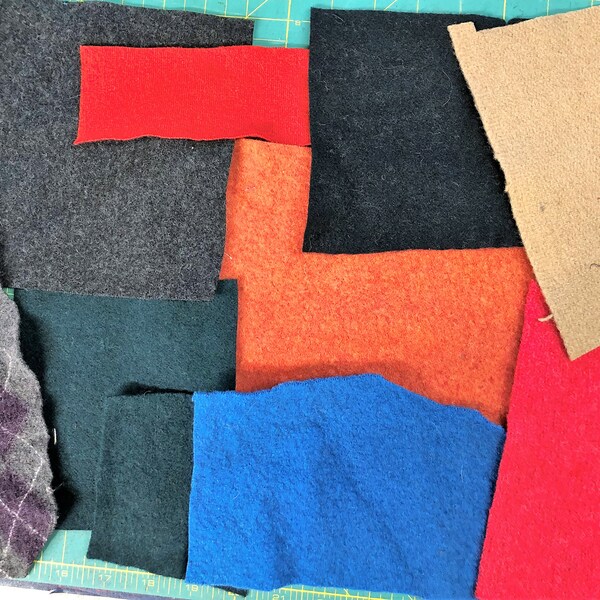 Felted Wool Scrap Assortment,  Felted Wool scraps, 3 oz. Wool Pieces, Felted Wool For Craft Projects, Scrapbooking,  Penny Rugs, Applique