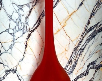 Red Tall Vase Inspired Murano Italian Art Glass with Carlo Moretti Style