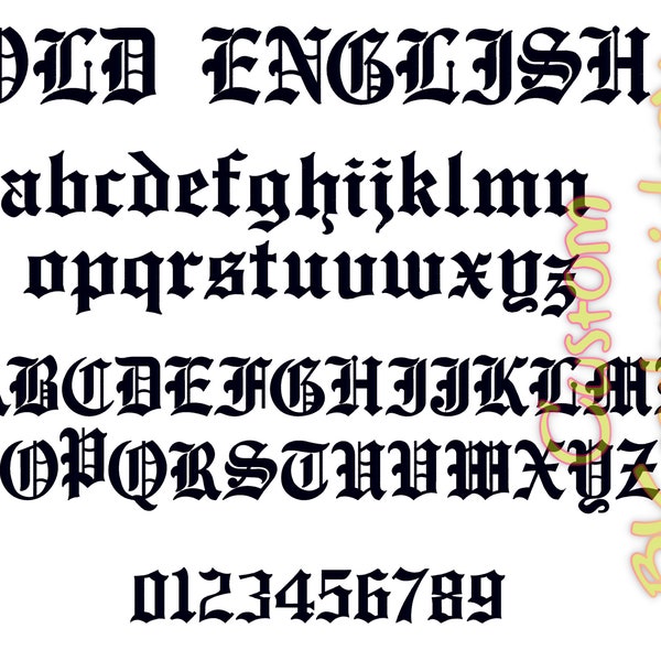 Old English Script Font Set Machine Embroidery Designs BX files Instant Download