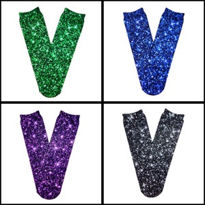Icy Faux Fake Glitter Socks, Fashion For All Ages, Rainbow Style, Vibrant Colors, Sublimation, Gender Neutral, Cheerleading Team Pom Squad image 6