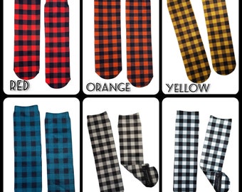 Buffalo Plaid Socks, Classic Autumn Attire, Fashion For All Ages, Sublimation, Gender Neutral, Long Socks, Fall Colors, Back To School