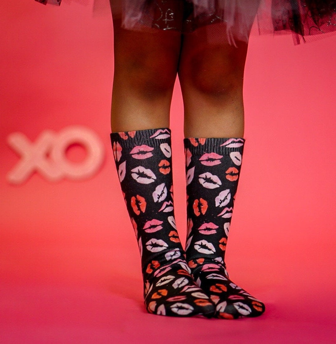 Kisses Socks, 80s Fashion for All Ages, Sublimation, Gender Neutral