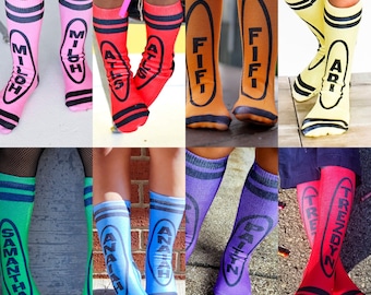 Personalized Crayon Socks, For All Ages, Sublimation, Gender Neutral, Rainbow Children Socks, Fun Teacher Gifts, Kindergarten Pre-K, Artist
