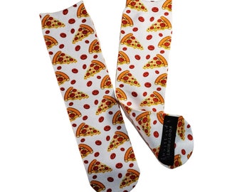 Pizza Socks, 80s Fashion For All Ages, Sublimation, Gender Neutral, Long Rainbow Socks, Munchies Food Snacks, Party Favors