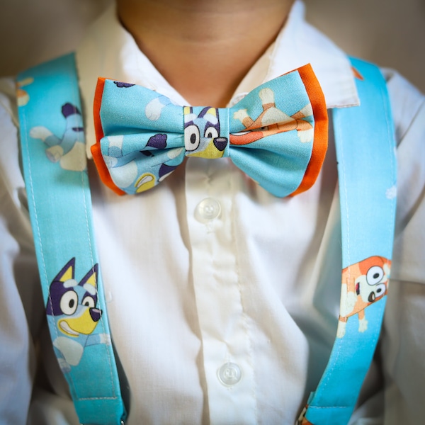 Bluey Bingo Suspenders Set, Bow Tie, Stylish For All Ages, Formal Event Wear, Evening Wear, Prom Dance, Toddler Cartoons Party, Ring Bearer