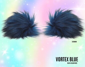 Vortex Blue Spacehead Earz - Hair Clips, Accessory, Hair Styles, Hair Braids, Rave Outfit, Space Buns, Pom-Pom, Bunz, Festival, Outfit Idea