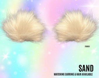Sand Kunstpelz Pom Pom Haarspangen: Rave Space Buns