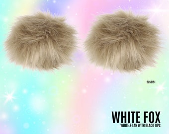 Weiße Fuchs Kunstpelz Pom Pom Haarspangen: Rave Space Dutts