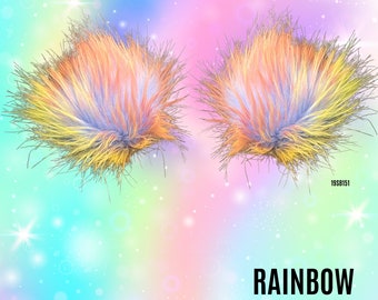 Regenbogen Kunstpelz Pom Pom Haarspangen: Rave Festival Accessoire