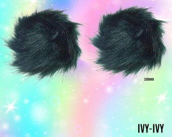 Ivy Faux Fur Pom-Pom Hair Clips: Rave Festival Accessory