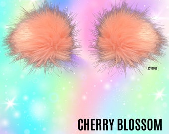 Cherry Blossom Faux Fur Hair Clips: Rave Festival Accessory