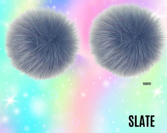 Schiefer Kunstpelz Pom Pom Haarspangen: Rave Space Dutts