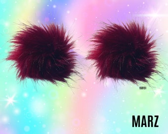 Marz Space Head Earz (fermaglio per capelli in pelliccia sintetica di lusso, capelli Rave, accessorio Rave, abito da festival, fermagli per capelli Pom-Pom, Rave Space Buns Bunz, Rave
