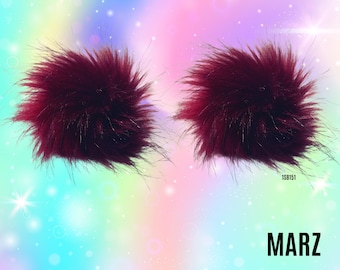 Marz Faux Fur Pom Pom Hair Clips: Rave Festival Accessory