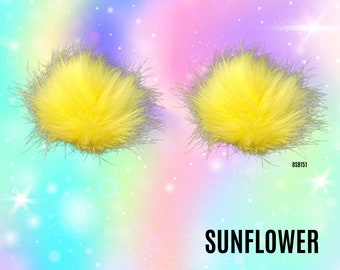 Sonnenblumen Kunstpelz Pom Pom Haarspangen: Rave Space Buns