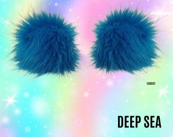 Deep Sea Space Head Earz (fermaglio per capelli in pelliccia sintetica di lusso, fermaglio per capelli rave, accessorio rave, vestito rave, fermagli per capelli, panini spazio rave, capelli da festival
