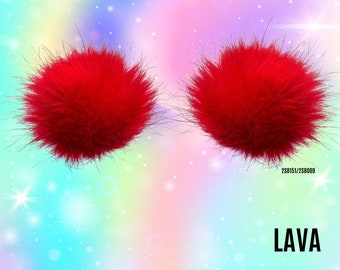 Lava Faux Fur Pom Pom Hair Clips: Rave Space Buns
