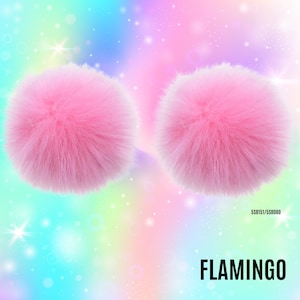 Flamingo Space Head Earz (Luxury faux fur hair clip, Rave hair clip, Rave accessory, Rave Outfit, Pom Pom Hair Clips, Rave Space Buns