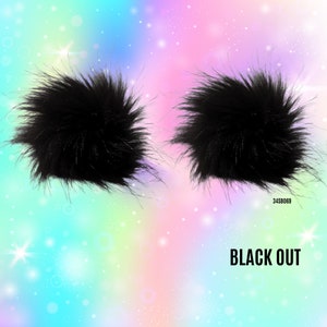 Black Out Spacehead Earz - Hair Clips, Accessory, Hair Styles, Hair Braids, Rave Outfit, Space Buns, Pom-Pom, Bunz, Festival, Outfit Idea
