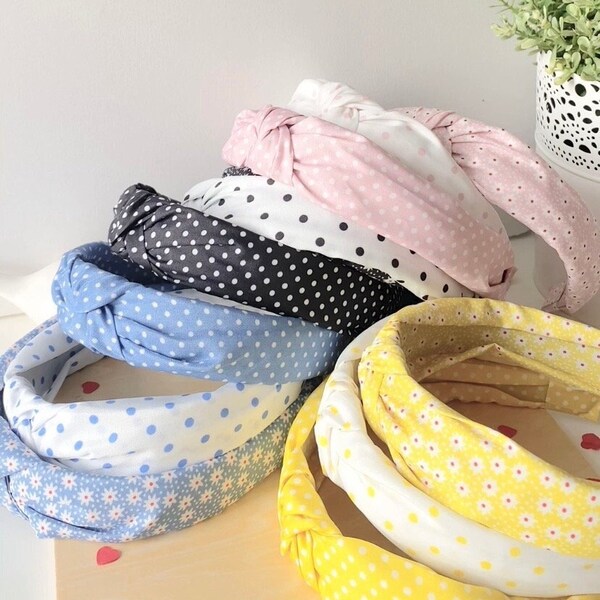 Polka Dots, Colourful Knotted Hairbands, , Hairbands for women, Knotted Headband, Hair Accessory, Headband, Birthday gifts for her, gifts