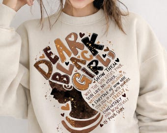 Dear Black Girl PNG – Mois de l'histoire des Noirs PNG, Reine mélanine afro-américaine BLM Design
