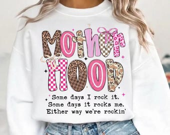 Motherhood PNG Coquette Bow Mom Leopard Funny Mama Sublimation Some Days I Rock It Mothers Day Shirt Design Digital Download