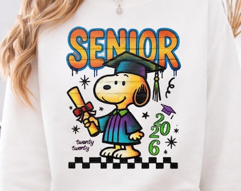 Senior 2026 PNG, Snoopy Graduation PNG, Class of 2026 Graduate Shirt Design, Cute Senior 2026 Sublimation, Graduation Cap PNG, Senior Gift