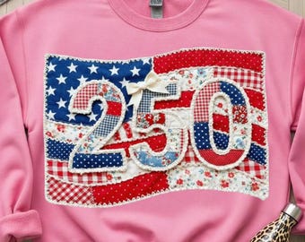 Faux Patchwork USA 250th Anniversary PNG, 1776-2026, America 250 png, US Flag Png, Faux Patchwork Png