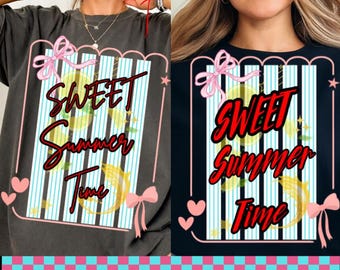 Sweet Summer Time PNG | Lemon Digital Download | Summer Shirt | Sublimation DTF | Preppy Bow Design | Tropical Beach Vacation | Trendy
