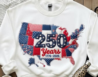 250 Years PNG, Faux Patchwork America 250 Sublimation PNG, Floral Patriotic Png, 4th of July Png, 1776-2026, USA Flag Png, Digital Download