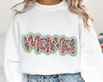 Floral Mama PNG, Retro Mama Shirt Design, Colorful Flower Mom Sublimation, Mothers Day Gift PNG, Vintage Preppy Mama Graphic