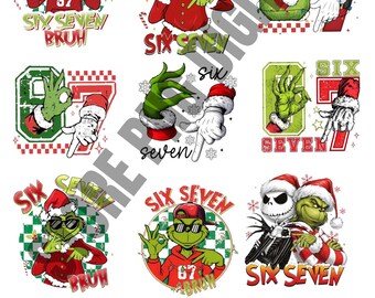 Funny Grinch Christmas 6 7 Meme PNG Bundle (Digital Download)
