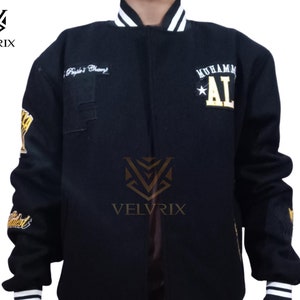 Muhammad Ali Vintage Bomber Jacket | Wool and Leather Varsity Jacket | Letterman Jacket | Black Varsity Jacket | Custom varsity jacket