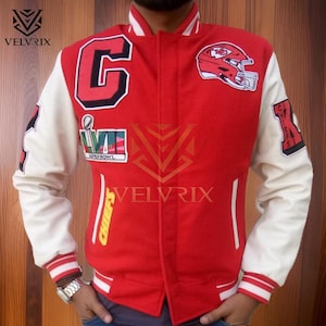 NFL Kansas City Chiefs Varsity Bomber Jacket | Vintage Varsity Jacket | Letterman Jacket | Nfl Starter Jacket | Chiefs Jacket | Wool Jacket