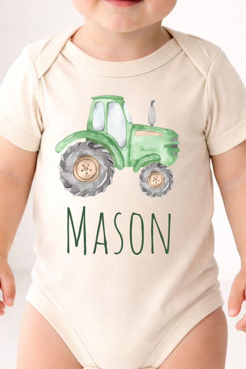 Personalized Tractor Shirt for Kids | Custom Name Farm Toddler Tee zdjęcie 2
