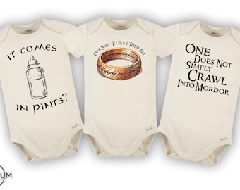 Halfling Baby Onesie® Bundle - 100% Cotton - 3 Premium Gerber Onesies® Included - #V3