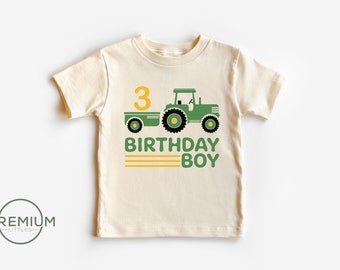 Boy 3rd Birthday Tractor Shirt - Boy Farm Birthday Shirt - Tractor Birthday Gift - Tractor Party Shirt - Natural Shirt