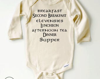 Second Breakfast  Long Sleeve Onesie® | 100% Premium Cotton | Natural Color | Available in Toddler Shirt, SS Onesie® or LS Onesie®