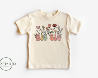 Big Sis Floral Shirt- Natural Color - 100% Premium Cotton - Available in Toddler Shirt or Onesie®