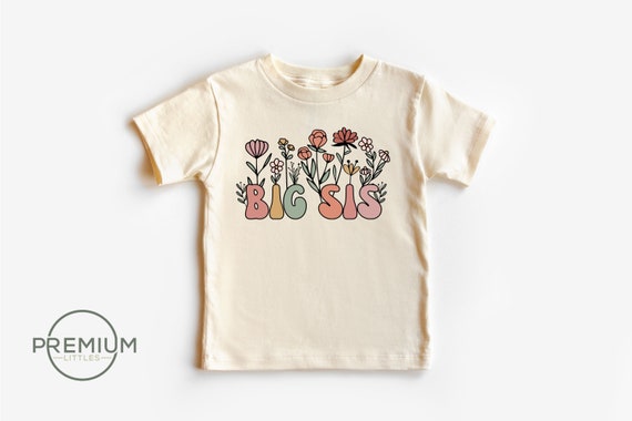 Big Sis Floral Shirt | Big Sister T-Shirt | Toddler & Baby Onesie | Retro Flower Tee | Baby Announcement Gift | 100% Premium Cotton