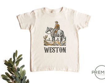 Personalized Cowboy Name Shirt - Natural Color - 100% Premium Cotton - Available In Toddler Shirt or Onesie®