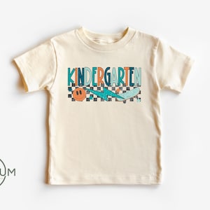 Personalized Retro Back To School Kindergarten Shirt - Natural Color - 100% Cotton Toddler Shirt