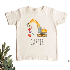 Back To School Excavator Shirt - Personalized Construction Shirt - 100 % Premium Cotton - Available in Toddler Shirt or Onesie®