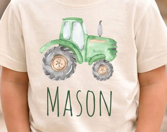 Camiseta de tractor personalizada para niños / Camiseta de granja con nombre personalizado para niños pequeños